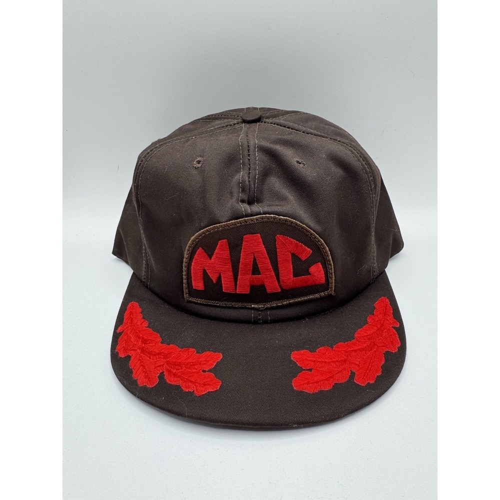 VTG MAC Tools Snapback Hat Red Leaf Brim USA Mechanic Trucker Cap
